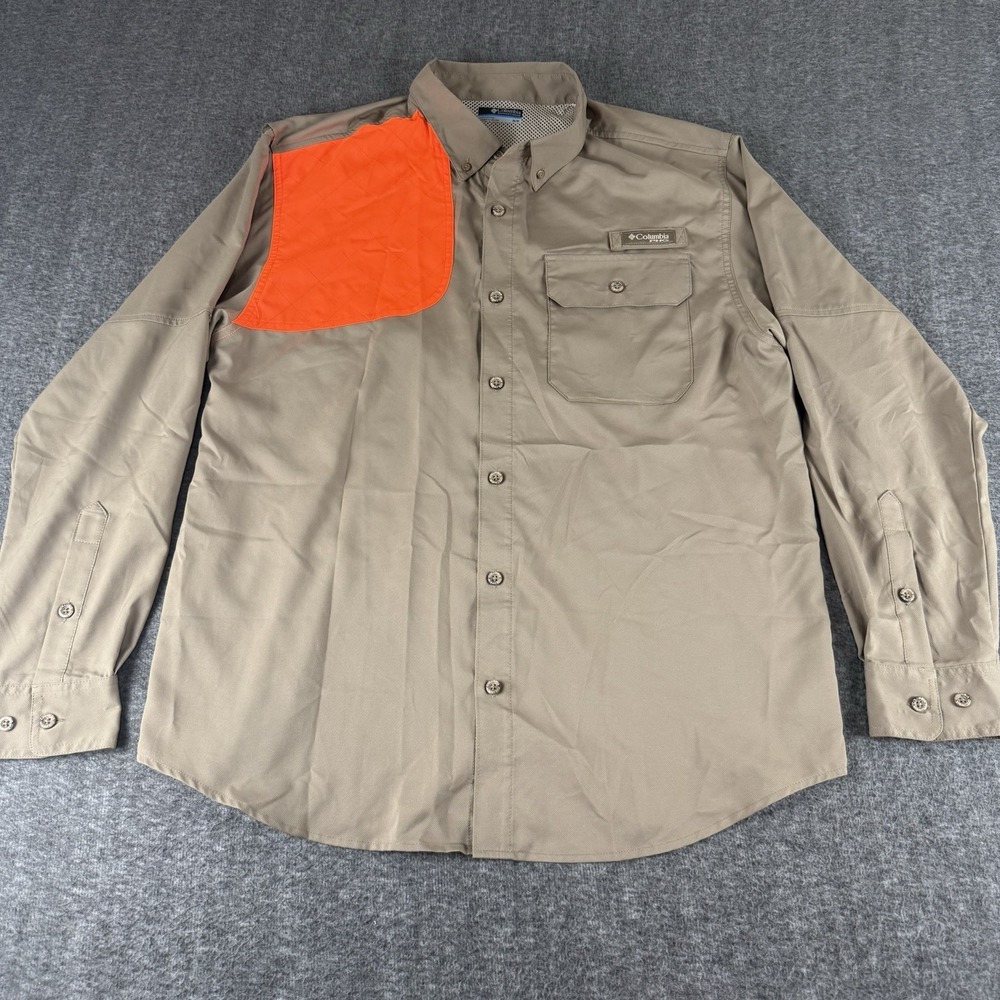 Columbia PHG Hunting Shirt Mens Medium Omni Shield Vented Blaze Orange Tan